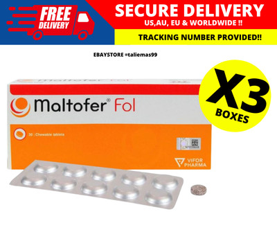 3 X Maltofer Fol 30's Chewable Tablets For Iron Deficiency