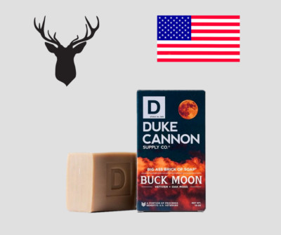 Duke Cannon Buck Moon Big Ass Brick Soap 10 oz Vetiver & Oak Moss Benefits Vets