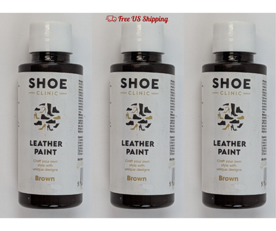 Shoe Clinic Leather Paint Brown 50ml Boot Shoe Sneaker Restoration Dye Set of 3