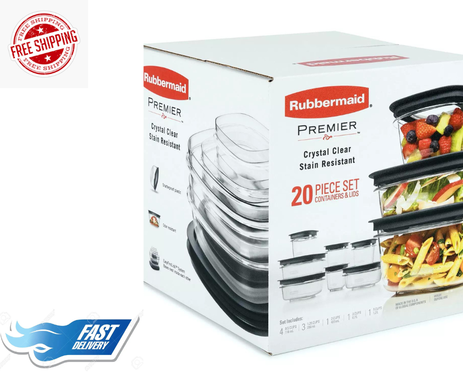 Rubbermaid Premier Easy Find Lids Food Storage Containers, 20-Piece Set.