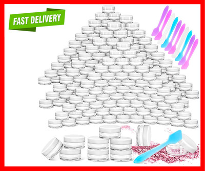 100Pcs 5G Empty Plastic Containers with White Lids Mini Makeup Sample Containers