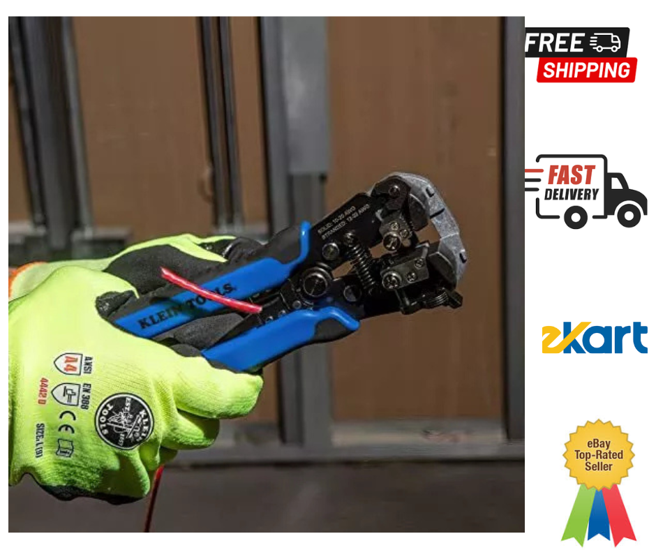 Klein Tools 8-1/4" Self Adjusting Wire Stripper Cutter for 10-20 AWG 12-22 AWG