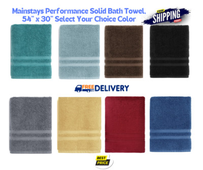 Mainstays Performance Solid Bath Towel, 54'' x 30'' Select Your Choice Color