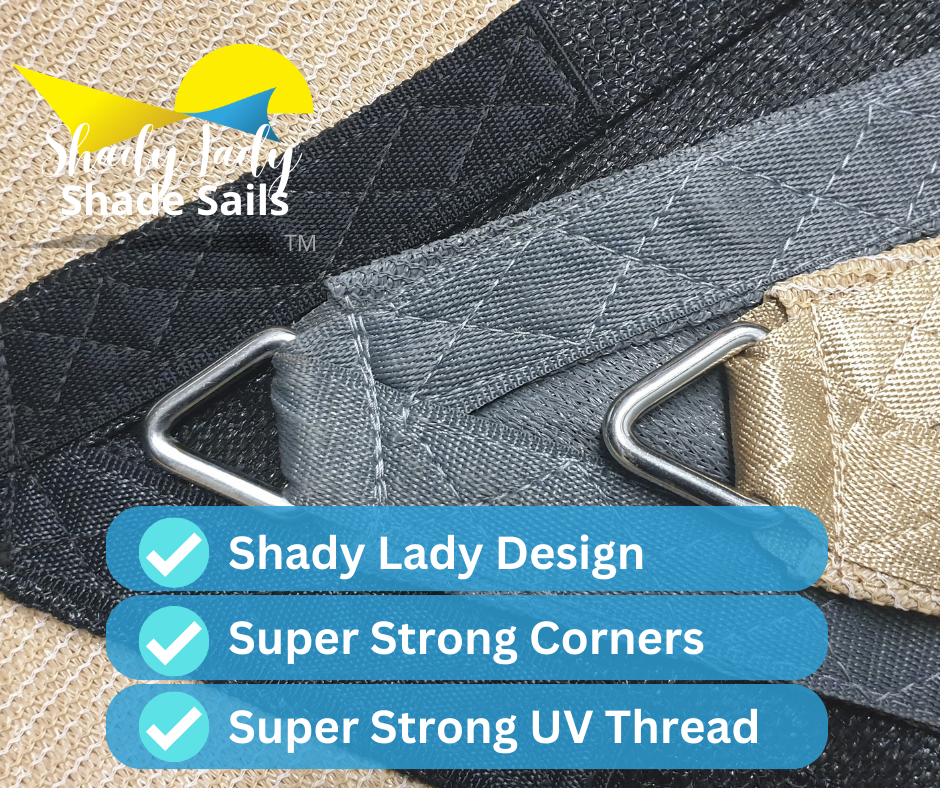 Right Angle Triangle Shade Sails SAND BLACK GREY 95% UV 280GSM SUPER STRONG