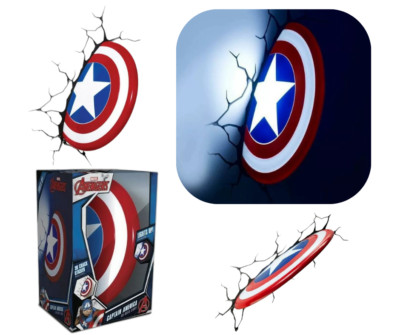 Marvel Avengers Captain America 3D FX Light Wall Kids Deco Light & Sticker Gift
