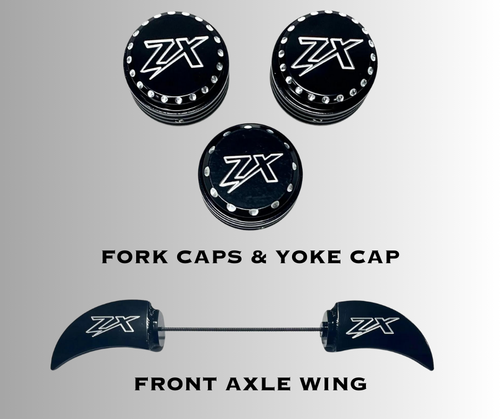 小物 foke BLACK CONTRAST CUT “ZX” FORK CAPS, YOKE CAP, & AXLE WING 06