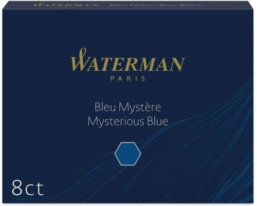  Waterman Mysterious Blue  Fountain Pen Ink Cartridges Box Of 8 Cartridges New
