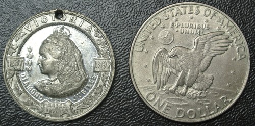 カナダ 1897 Diamond Jubilee 20c 使用済1種 1837-1897 QUEEN VICTORIA DIAMOND JUBILEE MEDAL -Canada