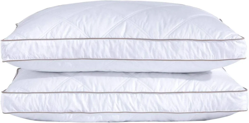 Set Of 2 Goose Down Feather Pillows Extra Firm Pillows New