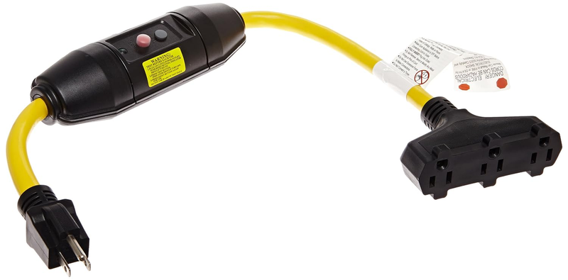 Manufacturing 30396501-08 Manual-Reset 20 AMP Inline GFCI Triple Tap Cord