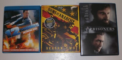 lot of 3 - 12 Rounds Extreme Cut Sons Of Anarchy Season 2 blu-ray Prisoners dvd