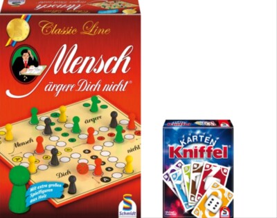 Schmidt Spiele Bundle Mensch ärgere dich nicht Classic Line plus Kniffel Karte