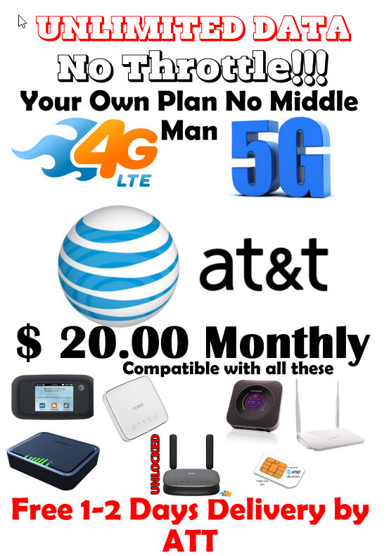 UNLIMITED DATA AT&T PLAN HOTSPOT 20 / MONTH! Your Own Account! のeBay