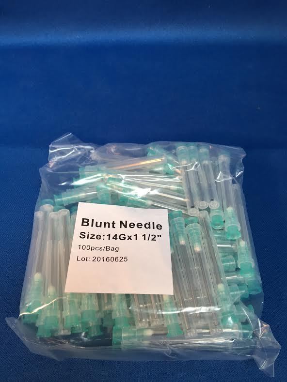100 Blunt Dispensing Needles Syringe Blunt Tip Needle 14 Ga 1 1/2" Luer Lock1.5"