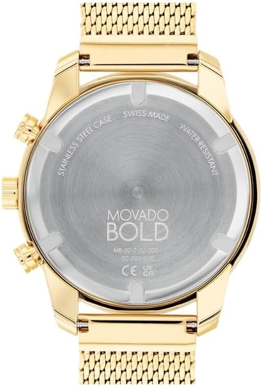 Pre-owned Movado Bold 3600911 Gold S/steel Mesh Bracelet Men's Chrono Swiss 48mm Watch