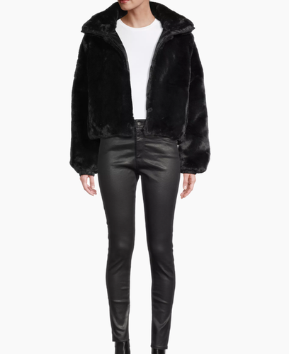 Pre-owned Save The Duck Womens Faux Fur Jeon Black Polyester Puffer Jacket Coat