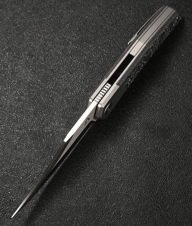 CMB Made Knives Zetsu Folding Knife 3.62" M390 Steel Blade Titanium/Carbon Fiber