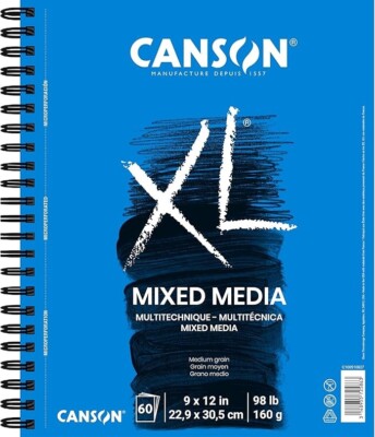 Canson XL Mix Media Sketch Pad 9'' X 12'' Drawing Paper Spiral Sketchbook 60 Sheet