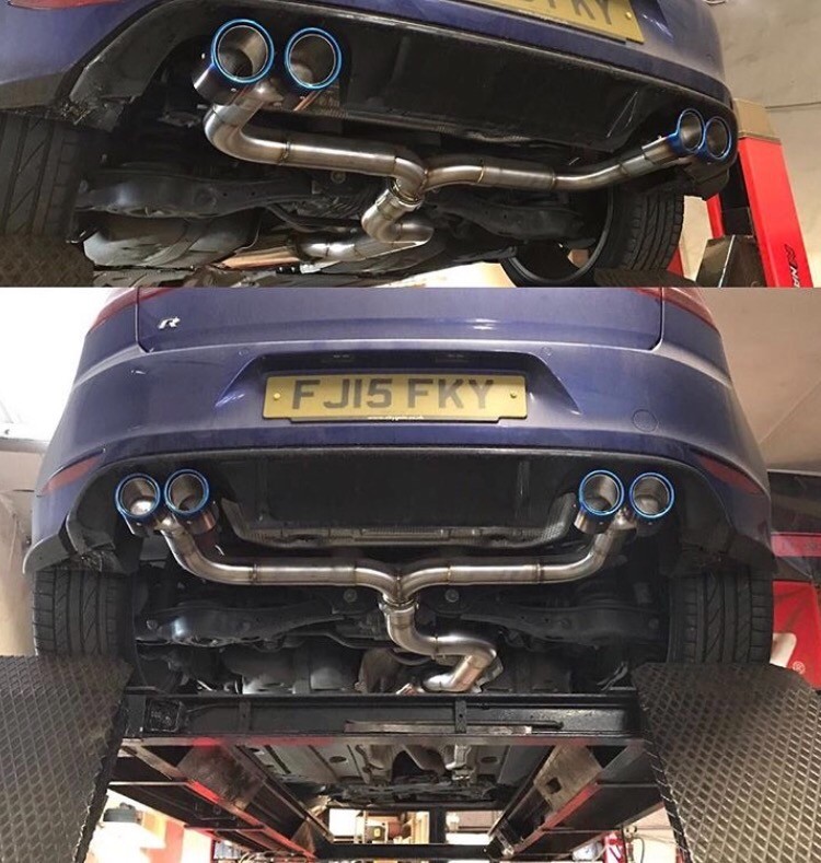 Golf R mk7 Custom EMP Cat Back Exhaust with Titanium tips in Shenley