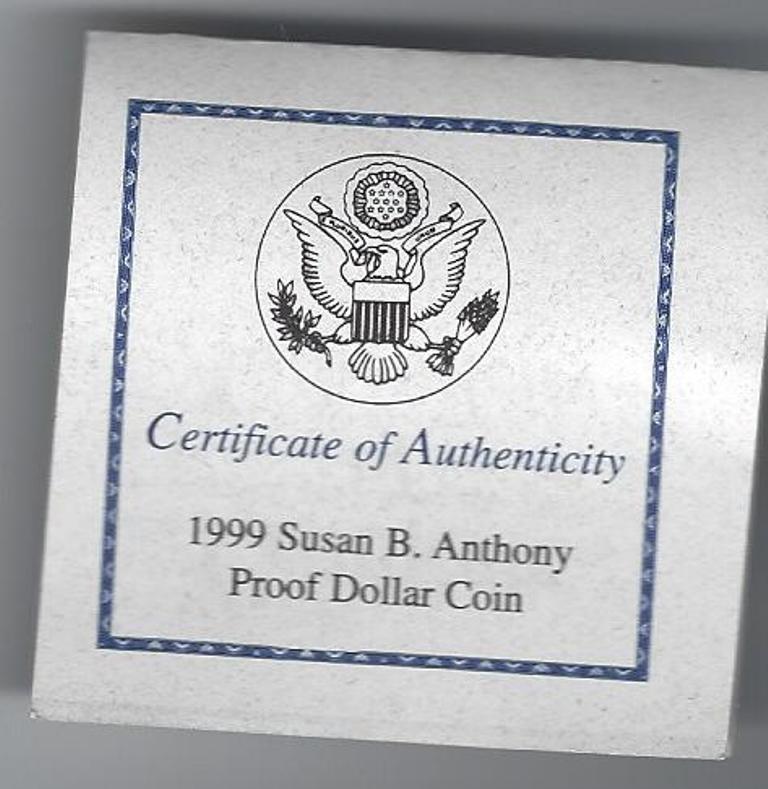 1999-P SUSAN B. ANTHONY PROOF DOLLAR IN ORIGINAL CASE