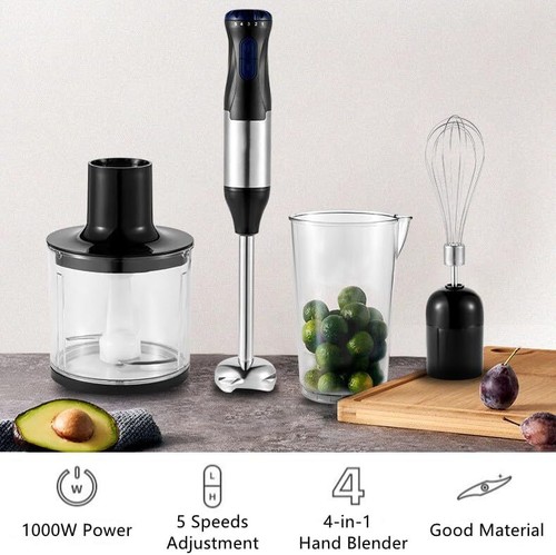 1000W 5-in-1 Immersion Blender Handheld 5-Speeds Food Hand Blenders Chopper US