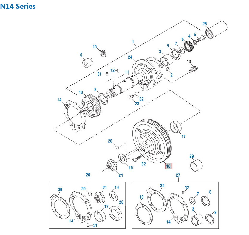 Accessory Drive Pulley for Cummins 855 & N14. PAI # 181895