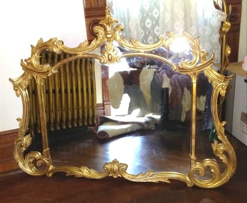 Vintage Gold Gilt Baroque Hollywood Regency Chinoiserie Ornate Mirror Italy