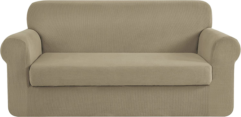 Stretch Sofa Slipcover 2 Piece Sofa Cover, 3 Seater Couch Slipcover Coat Soft Wa