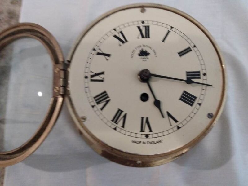ANTIQUE ROYAL NAVAL CLOCK BRASS ENGLAND 1920