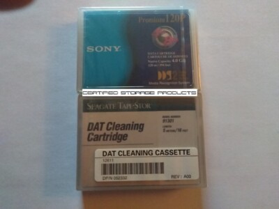 NEW Sony 120m DDS2 DGD120P 4mm 4GB/8GB Data & Seagate DAT Cleaning Cartridge KIT