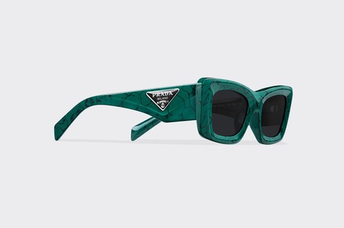 Pre-owned Prada Symbole Pr 13zs 16d5so Green Marble Grey Lems Women Sunglasses In Gray
