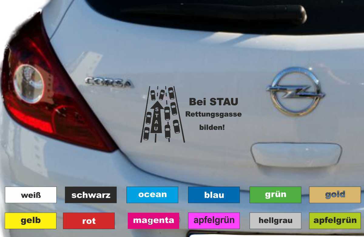 Rettungsgasse bilden Aufkleber Autobeschriftung Sticker Heckscheibe Breite 18 cm