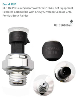 RLP Oil Pressure Sensor Switch 12616646 GM Equipment Replaces Compatible with Ch