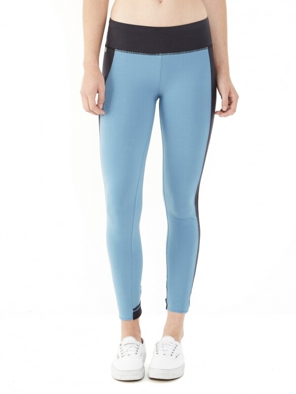Alternative Womens Lean Into It Stretch Mid Rise Leggings Bluestone Size Small