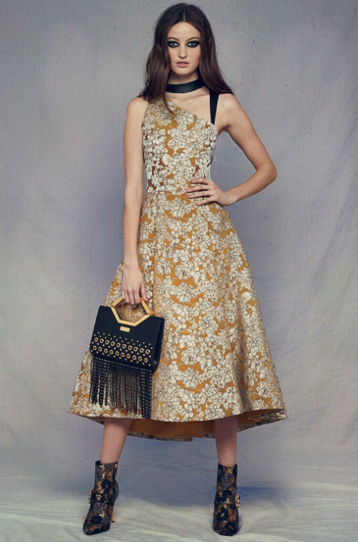 Alice + Olivia Chrissy Cutout Gold Jacquard Dress, NWT, Size