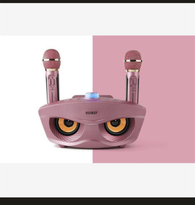 SDRD SD-306 Bluetooth Karaoke Family Speaker KTV 2 Wireless Mics USB Input Pink