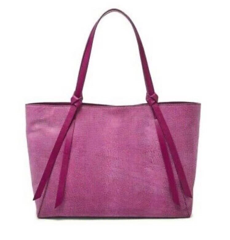 Fossil Rayna Leather/Suade Large Tote In Magenta Or Brown Shb2649508