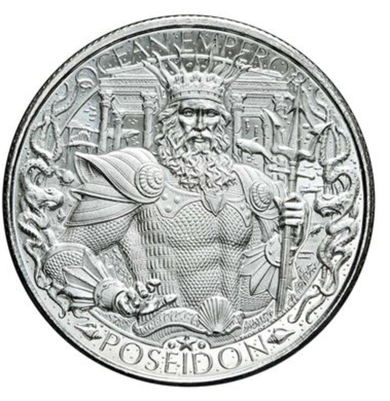 1 Oz .999 Silver Round - Atlantis Poseidon - Mythical Cities Series - In Stock!!