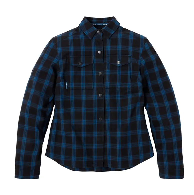 Pre-owned Indian Motorcycle Women's Canyon Plaid Overshirt Blue 2864807