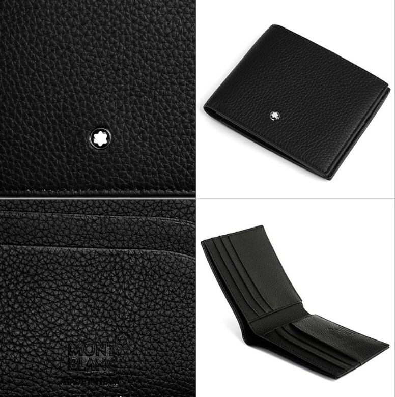 Pre-owned Montblanc Meisterstück Soft Grain Leather Card Holder Cover Wallet Purse For Men In Black