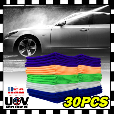 30 Pack Microfiber Cleaning Cloth No-Scratch Rag Car Polishing Detailing Towel U