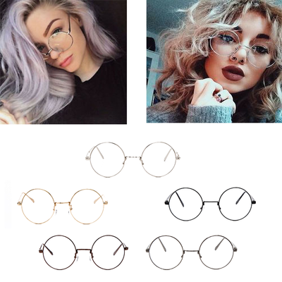 Big Round Metal Frame Glasses With Clear Lens Vintage Retro Geek Fashion Glasses