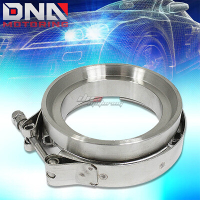 GT45 T304 STAINLESS STEEL V-BAND TURBO/TURBOCHARGER ELBOW DOWNPIPE CLAMP+FLANGE