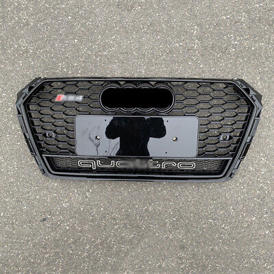 RS4 Style Black Ring Honeycomb Front Bumper Grille For Audi A4 S4 2017 2018 2019