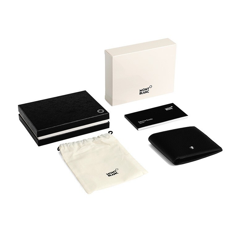 Pre-owned Montblanc Meisterstück Soft Grain Leather Card Holder Cover Wallet Purse For Men In Black
