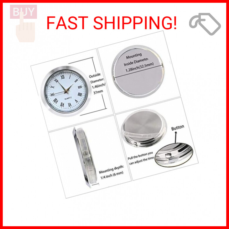 Mini Clock Insert 1-1/2 Inch Round Quartz Movement Miniature