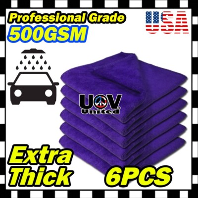6x Purple Microfiber Cleaning Cloth No-Scratch Rag Car Polishing Detailing Towel