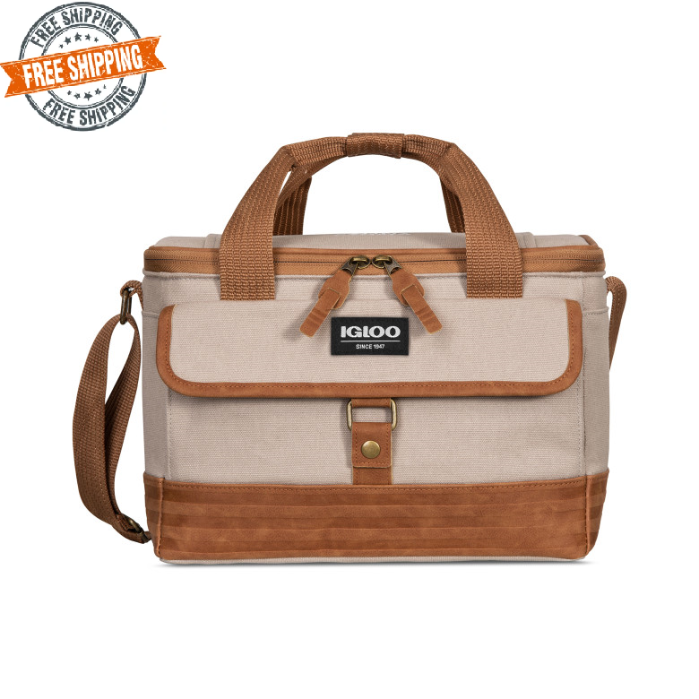 Vintage Khaki Canvas 12 Can Insulated