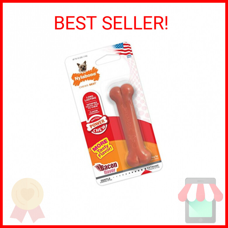 Nylabone Power Chew Flavored Durable Chew Toy for Dogs Bacon