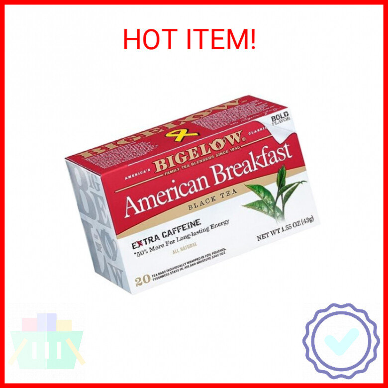 American Breakfast Black Tea Bags, Caffeinated Tea, 20 Count